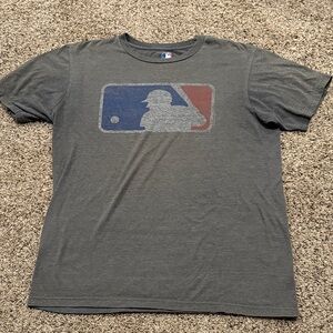MLB Distressed Logo Tee in Charcoal